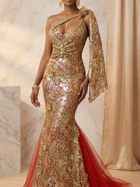 Luxurious Couture Designer Party Prom Wedding Evening Cocktail Runway Gown Dress